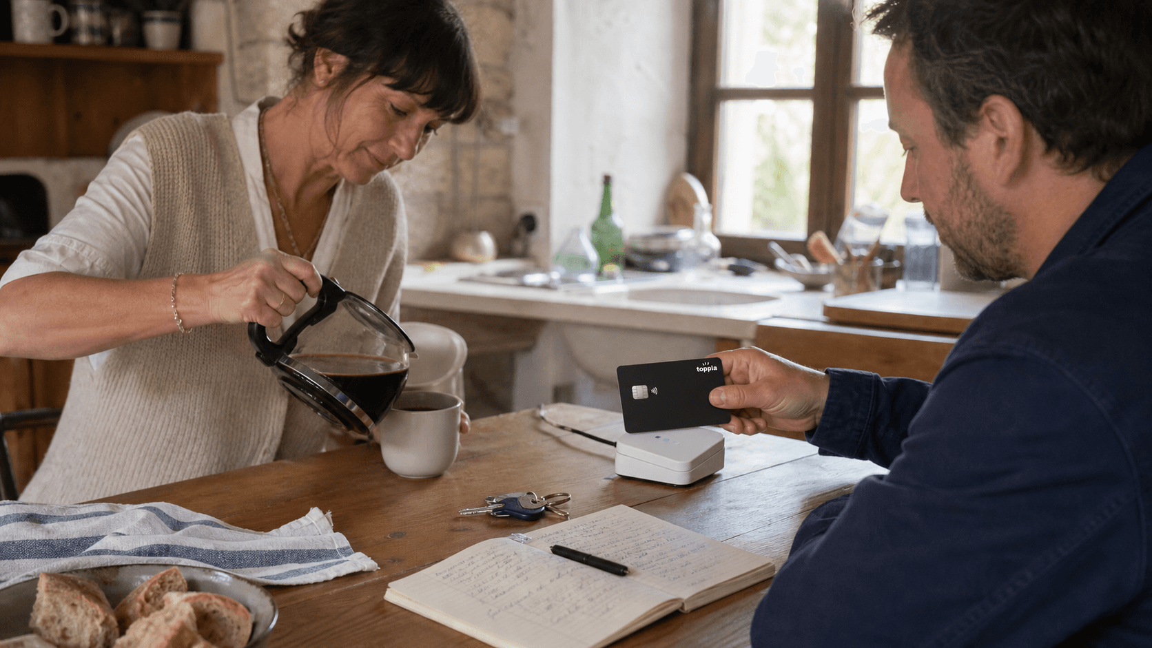 A housing provider welcomes an employee with a Toppla card